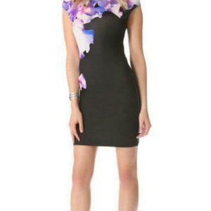 Alexandar McQueen McQ Bodycon Black Floral Orchid Dress